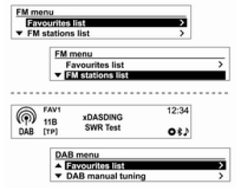 Uso del menu radio o DAB