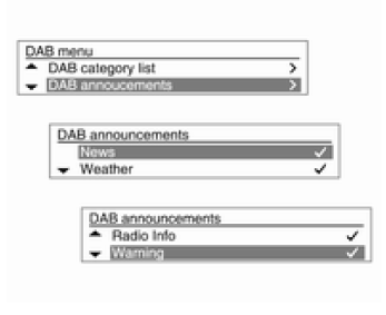 Uso del menu radio o DAB