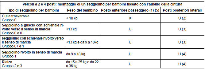 Fissaggio tramite la cintura di sicurezza