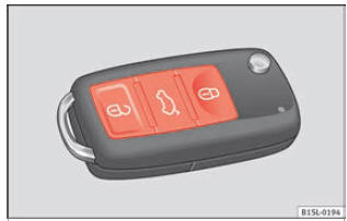 Fig. 101 Pulsanti nella chiave del veicolo.