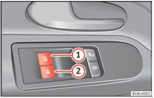 Sulla porta del conducente: interruttori degli alzacristalli anteriori